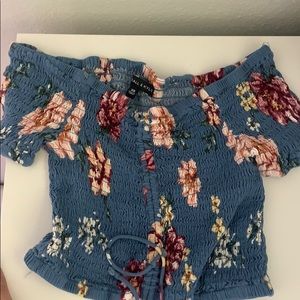 Kendall and Kylie cropped off the shoulder shirt